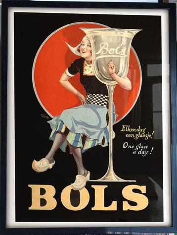 [Poster in Lijst] Retro BOLS JENEVER Reclame Pub Bar keet