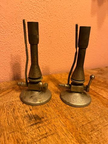 2 antieke POPHYTA Bunsenbranders, messing gas brander. beschikbaar voor biedingen