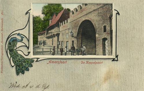 Amersfoort, De Koppelpoort - volk kar - gelopen, Verzamelen, Ansichtkaarten | Nederland, Ongelopen, Utrecht, 1920 tot 1940, Ophalen of Verzenden