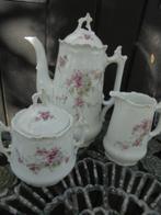 Koffiepot + Roomstel Brussels porselein met roze bloemetjes, Antiek en Kunst, Ophalen of Verzenden