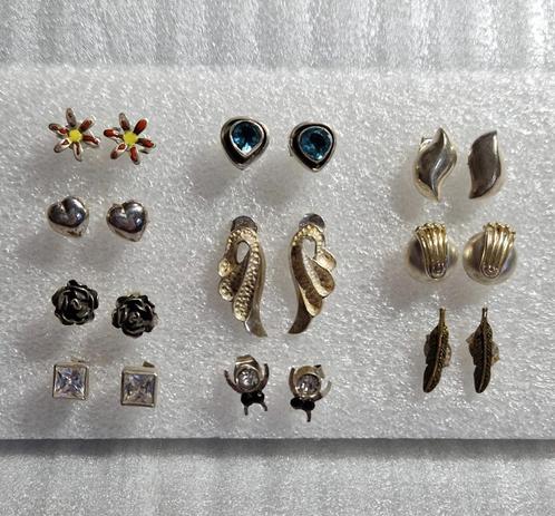 10 paar / diverse / lot ZILVEREN (925 / 835) oorbellen, Sieraden, Tassen en Uiterlijk, Oorbellen, Zo goed als nieuw, Knopjes of Stekers