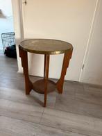 Vintage rooktafel met messing blad., Antiek en Kunst, Ophalen