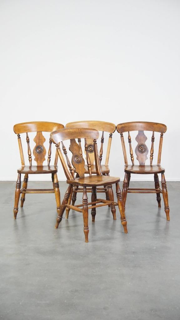 Set van 4 charmante antieke Engelse eetkamerstoelen, Antiek en Kunst, Antiek | Meubels | Stoelen en Banken, Ophalen