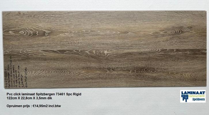Pvc click Laminaat Spitzbergen Oak 73461 €14,95p/m2 incl.btw, Huis en Inrichting, Stoffering | Vloerbedekking, Nieuw, Laminaat