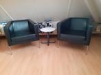 Complete set lederen fauteuils tafeltje kussens*, Huis en Inrichting, Fauteuils, Ophalen of Verzenden, Zo goed als nieuw, 75 tot 100 cm