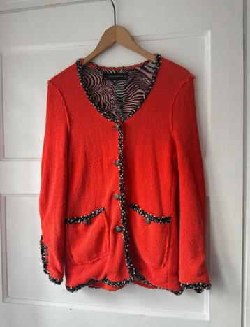 Mooi oranjerood bouclé vest jasje colbert Zara M 38 beschikbaar voor biedingen