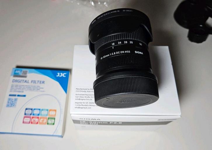 Sigma 18-50mm F2.8 DC DN Canon RF met JJC Digital ND Filter, Audio, Tv en Foto, Fotografie | Lenzen en Objectieven, Zo goed als nieuw