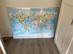 Magneetbord wereldkaart dieren 138x98 cm, Huis en Inrichting, Ophalen, Zo goed als nieuw, Magneetbord