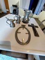 Tinnen kannen (3), foto lijstje en kruisbeeld, Antiek en Kunst, Antiek | Tin, Ophalen