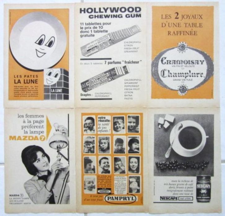 40 vintage advertenties reclames Franse producten 1961, Verzamelen, Merken en Reclamevoorwerpen, Gebruikt, Overige typen, Ophalen of Verzenden