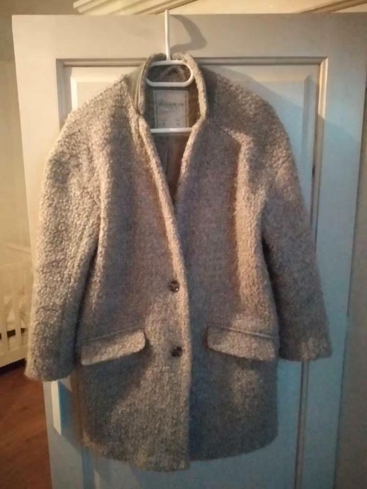 Pull & Bear jas bouclé taupe/grijs gemêleerd M40, Kleding | Dames, Jassen | Winter, Zo goed als nieuw, Maat 38/40 (M), Grijs, Ophalen of Verzenden