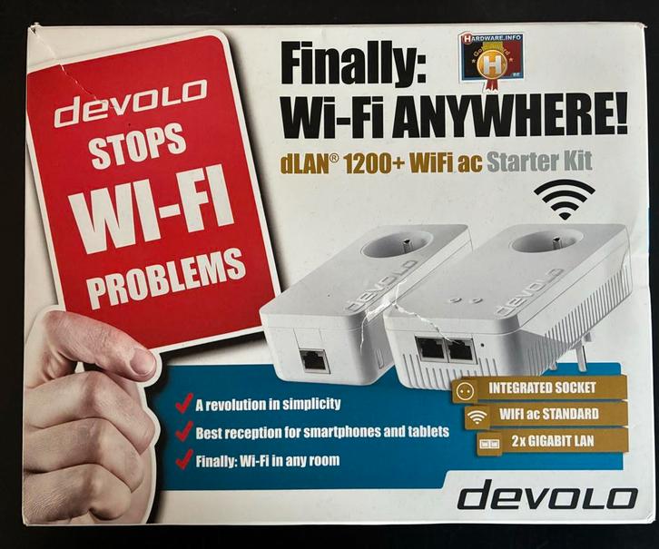 Devolo dLAN 1200+ WiFi ac Starter Kit, Computers en Software, Powerlines, Zo goed als nieuw, Ophalen of Verzenden