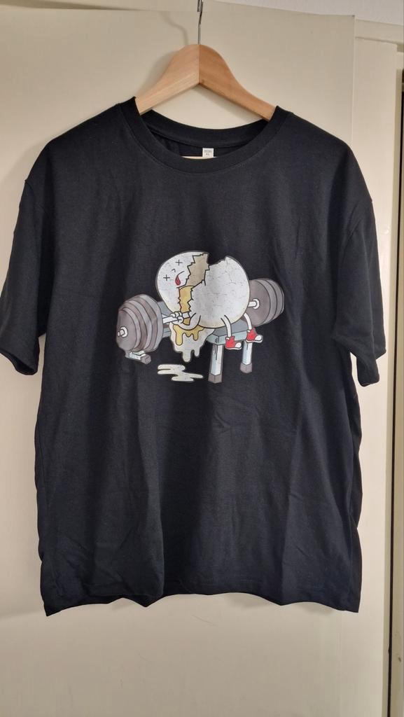 Zwart T-shirt met Grappige Print, Kleding | Heren, T-shirts, Nieuw, Maat 56/58 (XL), Zwart, Ophalen of Verzenden
