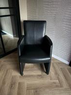 6 hele mooie en zeer nette echt leren eetkamerstoelen H&H, Ophalen, Zwart, Leer, Zo goed als nieuw