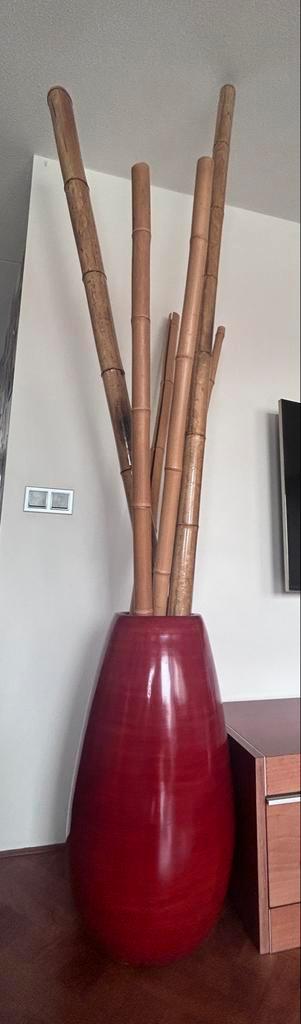 Platenpot met Bamboe - Decoratief, Huis en Inrichting, Woonaccessoires | Vazen, Zo goed als nieuw, Rood, 75 cm of meer, Aardewerk of Porselein