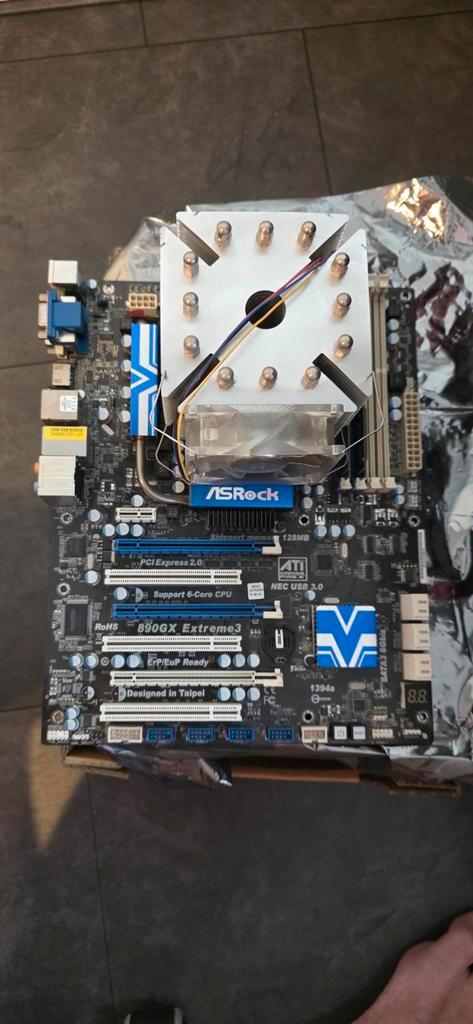 Asrock 890GX Extreme3 AM3 Moederbord + CPU + RAM, Computers en Software, Moederborden, Gebruikt, AMD, DDR3, Ophalen