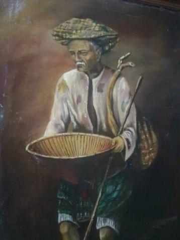 Prachtig schilderij Indonesië Ja va oude man gesign Mian ?  
