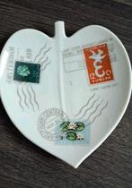 Vintage schaaltje bladvorm, afbeelding vintage postzegels, Ophalen of Verzenden