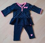 DONKERBLAUWE JURK MET HARTJES MET LEGGING MAAT 62 NEWBORN, Newborn, Meisje, Jurkje of Rokje, Ophalen of Verzenden