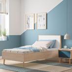 Larvik 1-persoonsbed - Blond eiken/wit, Niet ingevuld, Niet ingevuld, Nieuw, Ophalen of Verzenden