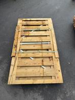 Vuren deur op stalen frame 100 x 180 cm, horizontaal., Tuin en Terras, Ophalen, 100 tot 150 cm, Zo goed als nieuw, Draaipoort