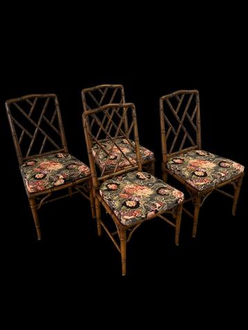 Bamboe Chippendale stoelen 4 x vintage 1960-70 beschikbaar voor biedingen