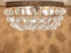 Prachtige plafondlamp goudkleurig met diamant geslepen glas, Ophalen of Verzenden