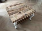 Riviera Maison Driftwood salontafel met rieten mand - 70x70, Huis en Inrichting, Tafels | Salontafels, Ophalen, 50 tot 100 cm