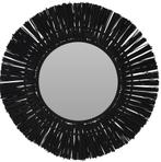Zwarte spiegel met raffia, Minder dan 50 cm, Verzenden, Rond, Nieuw