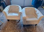 2 witte kleine fauteuils chesterfield stijl stoel, Ophalen, Overige materialen, Gebruikt, Chesterfield