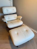 Eames Lounge chair wit leer Fauteuils stoel, Ophalen, Zo goed als nieuw, 50 tot 75 cm, Leer