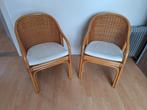 2 Rotan Stoelen met Kussens, Huis en Inrichting, Stoelen, Gebruikt, Twee, Bruin, Vintage