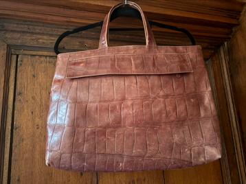 Mooie bruin leren crocoprint laptop tas van Bitter beschikbaar voor biedingen
