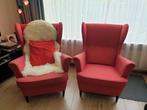Fauteuils rood Ikea met voetenbankje, Huis en Inrichting, Fauteuils, Ophalen, Gebruikt, Stof