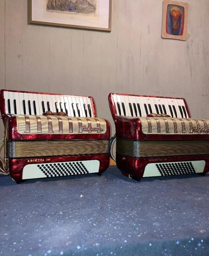 2 accordeons Hohner Arietta Im, Muziek en Instrumenten, Accordeons, Gebruikt, Toetsaccordeon, 72-bas, Hohner, Met koffer, Met riemen