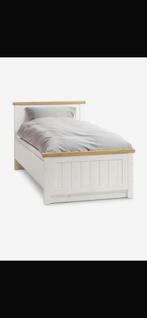 MARKSKEL Bedframe MARKSKEL 90x200 eiken/wit, 90 cm, Eenpersoons, Wit, Ophalen of Verzenden