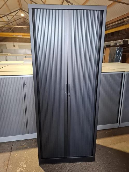 Zwarte metalen roldeurkast met 4 legborden, 80 breed, Huis en Inrichting, Kasten | Roldeurkasten en Archiefkasten, Gebruikt, 150 tot 200 cm