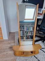 Vintage Houten Kaptafel met Spiegel, Ophalen, 100 tot 150 cm, Vintage, 50 tot 100 cm