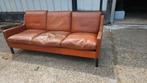 Vintage Deense Mid Century 3-persoons cognac leren bank, Ophalen, Gebruikt, 150 tot 200 cm, Driepersoons