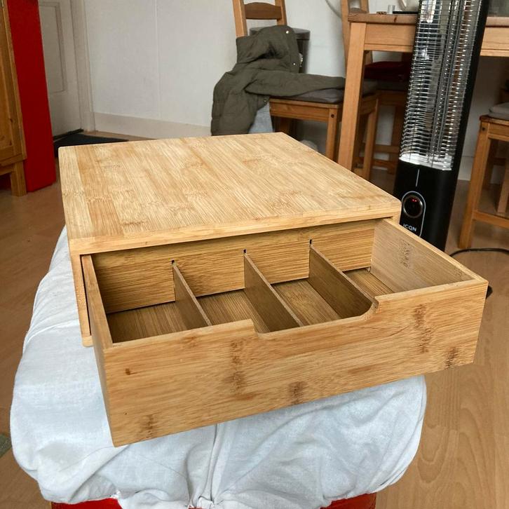 Bamboe Theedoos/Lade 30x30 cm, Huis en Inrichting, Kasten | Ladekasten, Gebruikt, Minder dan 100 cm, Minder dan 50 cm, 25 tot 50 cm