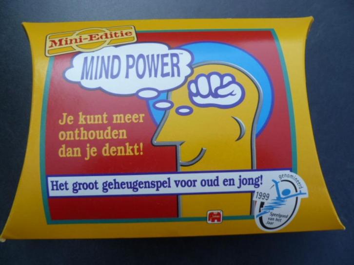 Mind Power. (Mini-Editie) Geheugenspel v. jong en oud. Jumbo, Hobby en Vrije tijd, Gezelschapsspellen | Bordspellen, Nieuw, Vijf spelers of meer