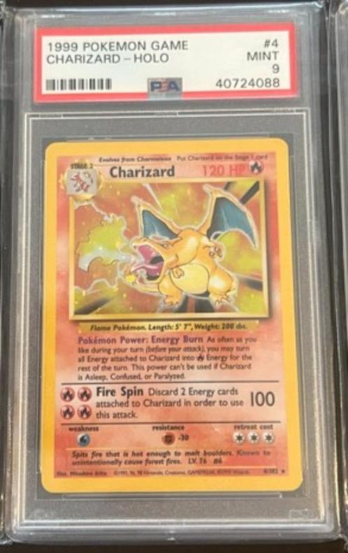 4/102 charizard psa 9 €1750,00 holo, Hobby en Vrije tijd, Verzamelkaartspellen | Pokémon, Nieuw, Losse kaart, Verzenden