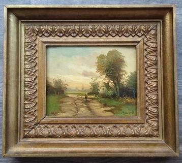 20 ste eeuw KLEIN Klassiek Landschap Olieverf Schilderij  beschikbaar voor biedingen