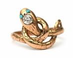 14kt rose gold antique snake ring with diamond, Goud, Ophalen of Verzenden, Ring