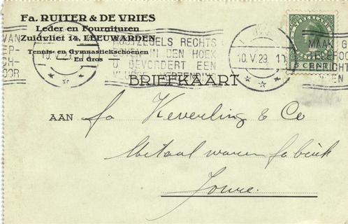 Fa. Ruiter + De Vries, Leeuwarden - 05.1929 - briefkaart, Postzegels en Munten, Brieven en Enveloppen | Nederland, Briefkaart