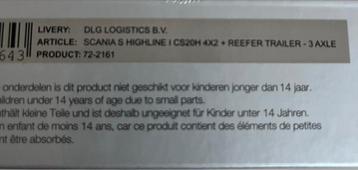 WSI 1:87 Scania Highline 4x2 met koeltrailer - Nieuw! beschikbaar voor biedingen