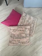 Set van 3 sierkussens, Huis en Inrichting, Ophalen of Verzenden, Zo goed als nieuw, Roze, Vierkant