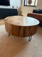 Ronde houten salontafel, Ophalen, 50 tot 100 cm, Rond, Zo goed als nieuw