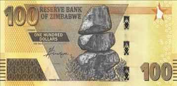 Zimbabwe bankbiljet 100 Dollars 2020/2022, Pick 106a UNC beschikbaar voor biedingen