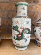 Chinese porseleinen vaas met draak – craquelé glazuur, Antiek en Kunst, Ophalen of Verzenden